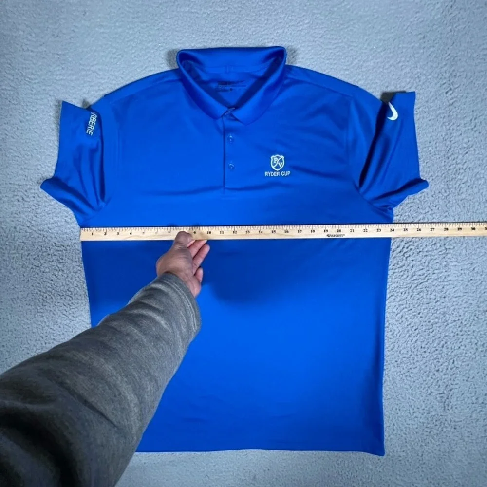 Nike Shirt Mens‎ XL Blue Golf Polo Performance Stretch Dri-Fit Ryder Cup Logo